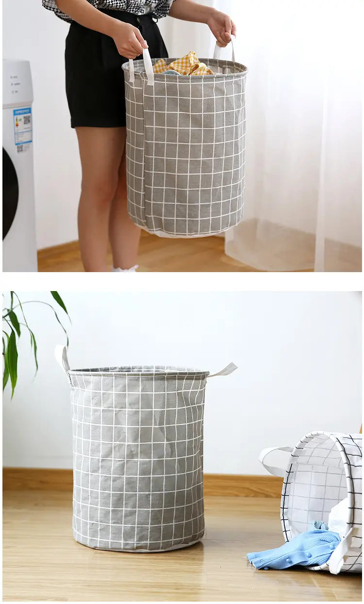 1pc round dirty clothes basket laundry basket portable dirty clothes hamper laundry hhamper storage bucket details 4