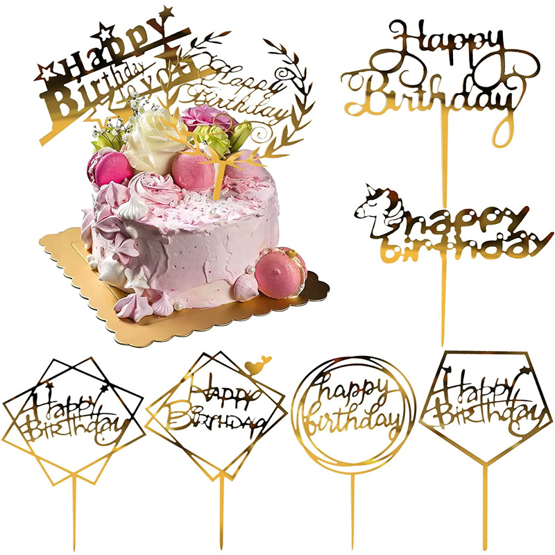 Golden Cake Topper Cake Decor Baked Golden Us Dollar Acrylic - Temu