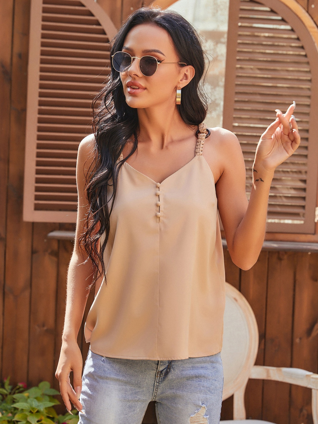 tuduoms Summer Camisole Tops Women Cowl Neck Camis Ruched Hem Tank Top  Shirt Sexy Spaghetti Strap Backless Slim Fit Blouse : : Clothing