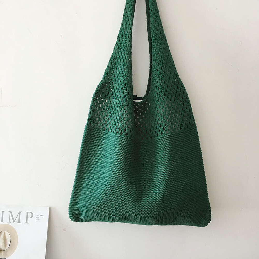 Hobo bag for women contrast color large capacity tote bag shoulder bag  women's trendy knitted bag