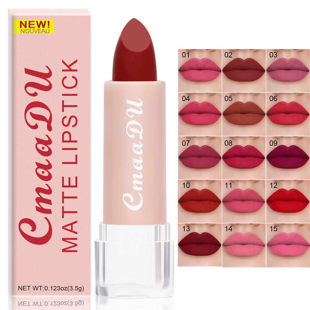 

Cmaadu Lipstick 15 Color Lip Gloss New Matte Moisturizing Waterproof, Classic Lip Stickers For Women Gift
