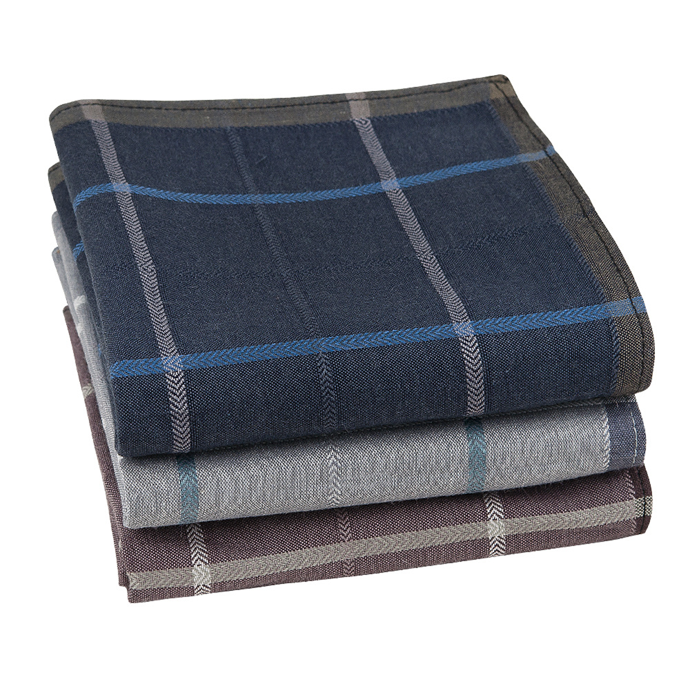 

3pcs Men's Lightweight Elegant Business Cotton Striped Pocket Handkerchief 16.9 Inches