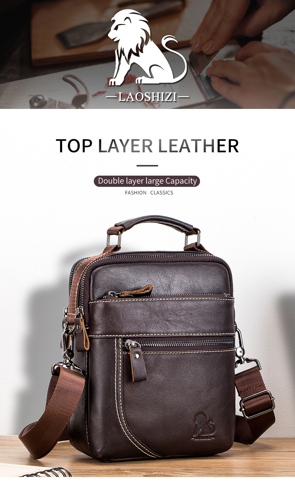 Men's Cowhide Messenger Bag Vintage Oilwax Leather Shoulder Temu