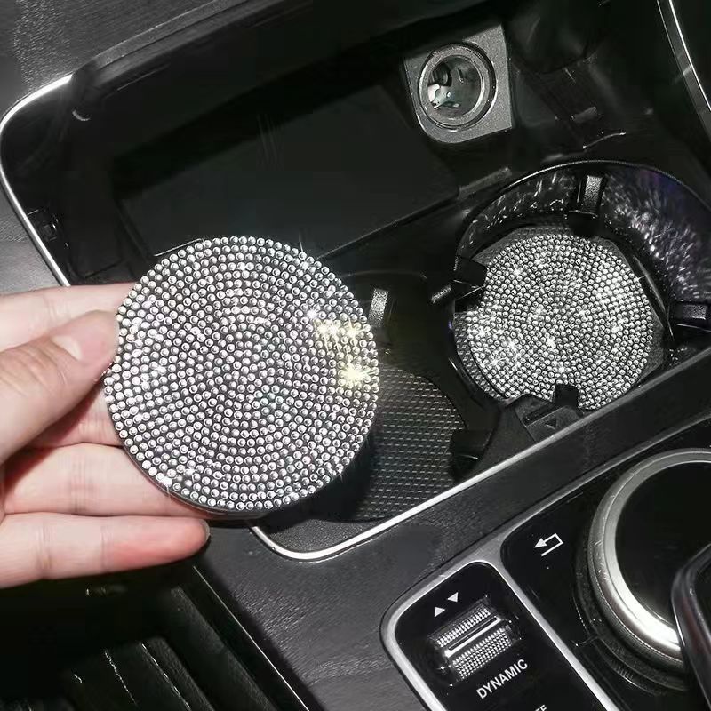 2pcs Full Artifictic Diamond And Diamond Car Anti-dirty Coaster