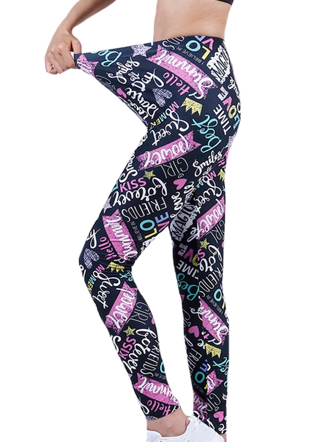 CUHAKCI Colorful Plaid Print Legging Women Soft Fitness Fashion
