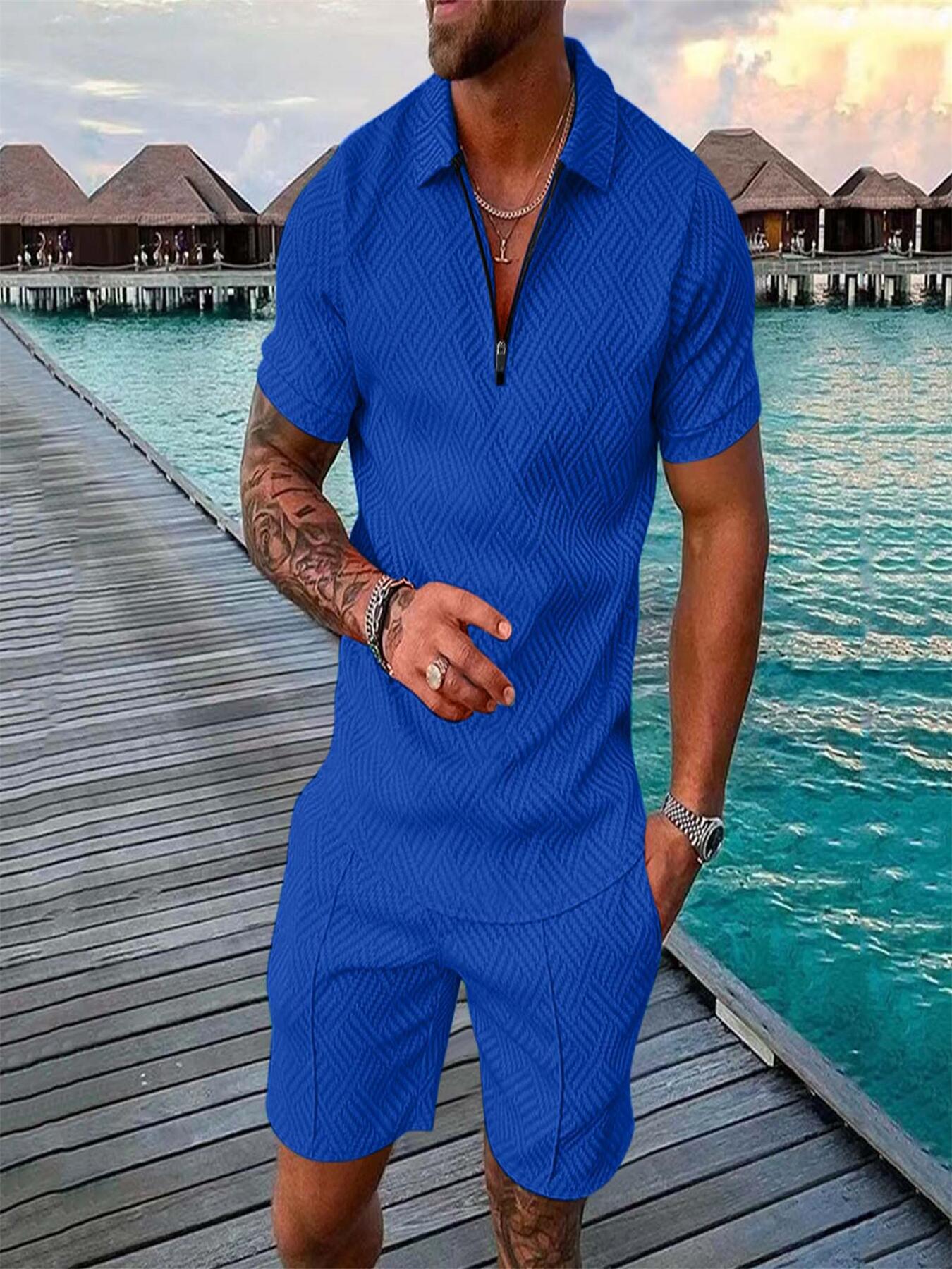 Conjunto De Camisa Y Pantalones De Algodón Para Hombre Traje Moda Playa  Verano