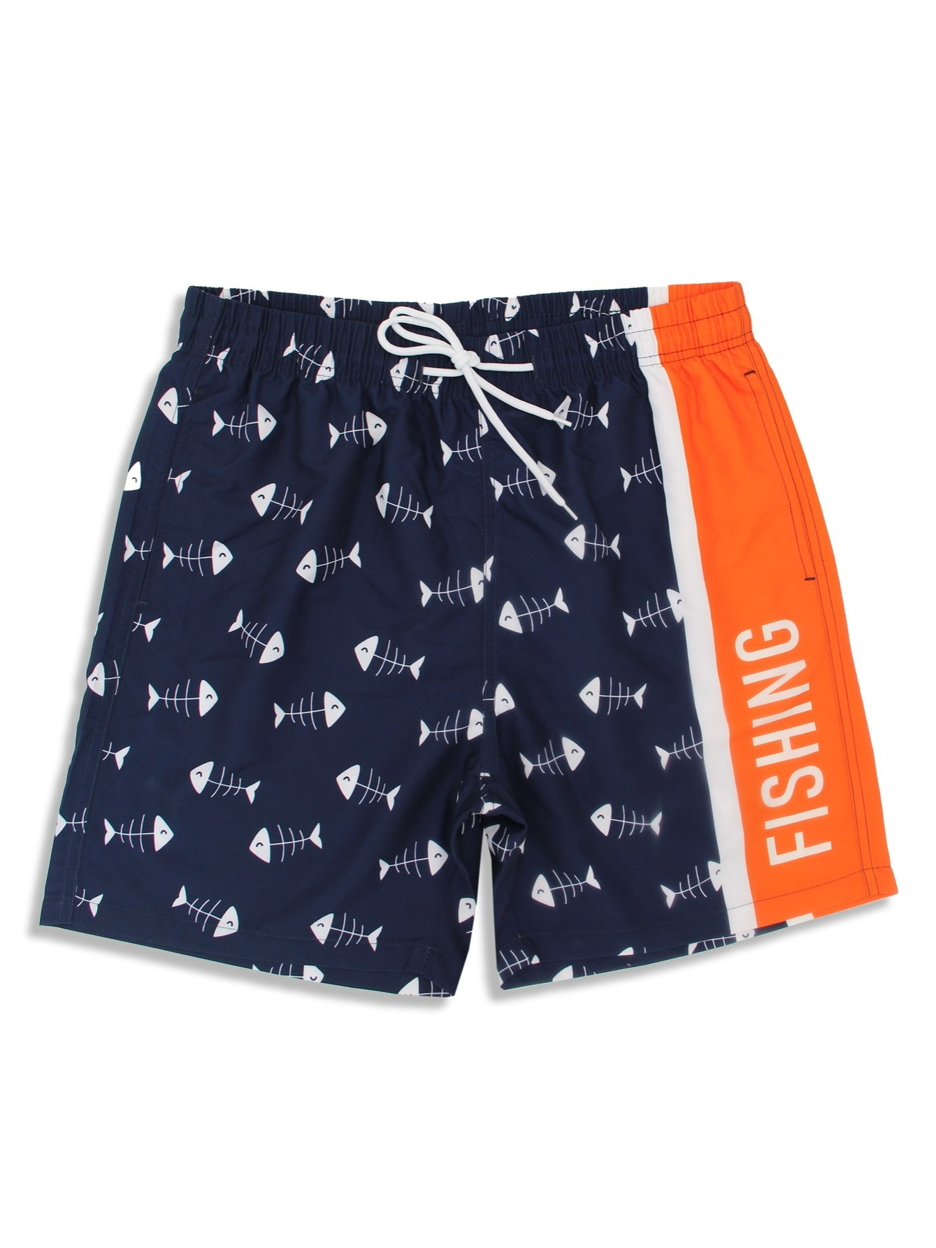 Men's Casual Fish Print Active Shorts Drawstring Beach - Temu