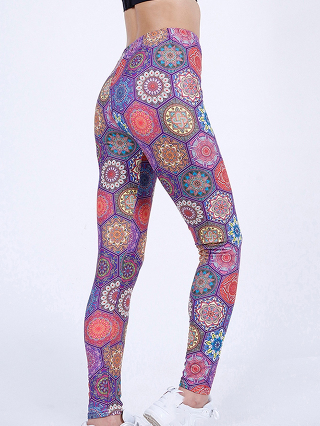 Womens Leggings Floral Printed Yoga Pants Casual High Waist Sweatpants