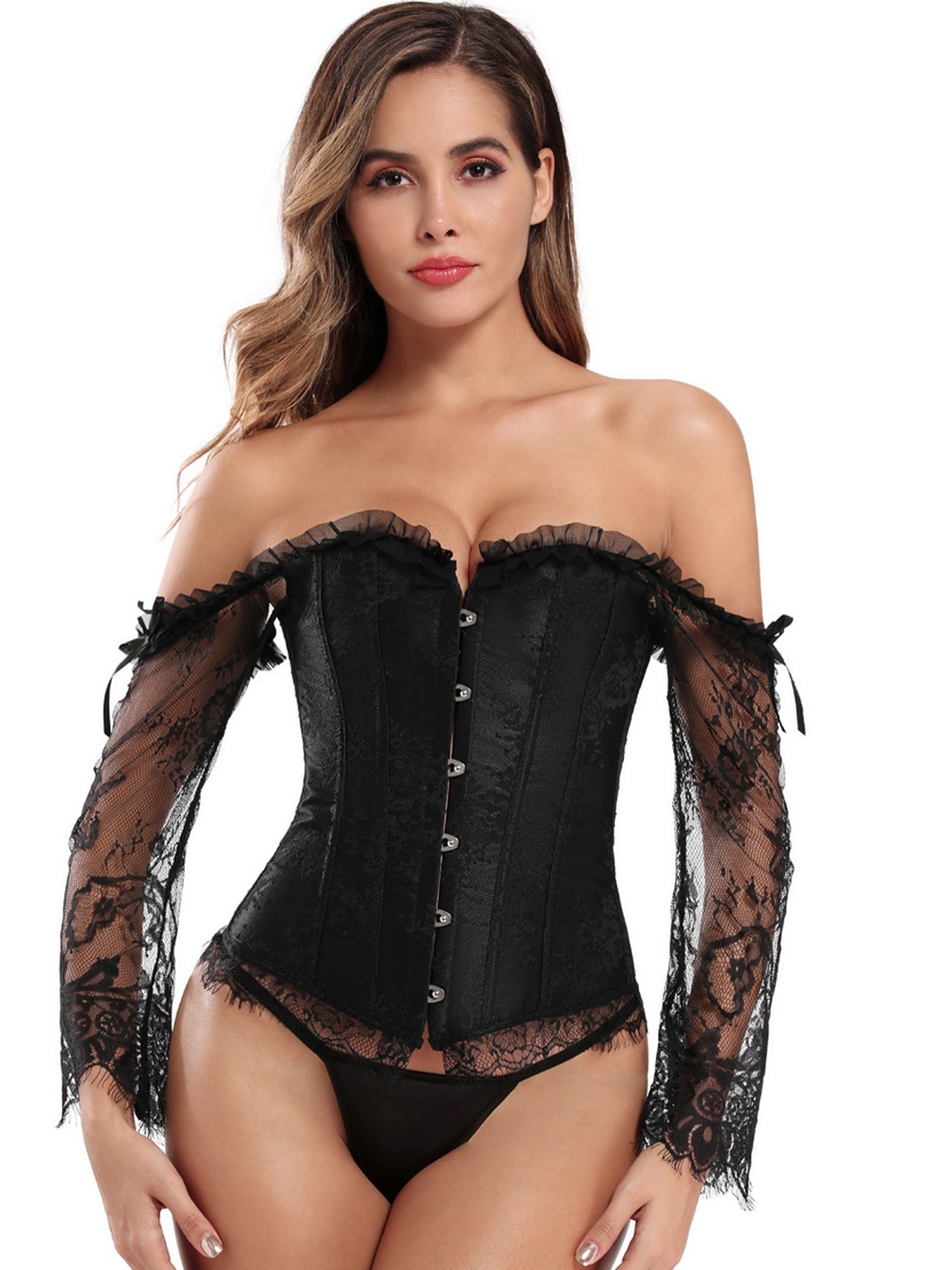 Contrast Lace Strapless Corset Retro Style Slimming Lace - Temu