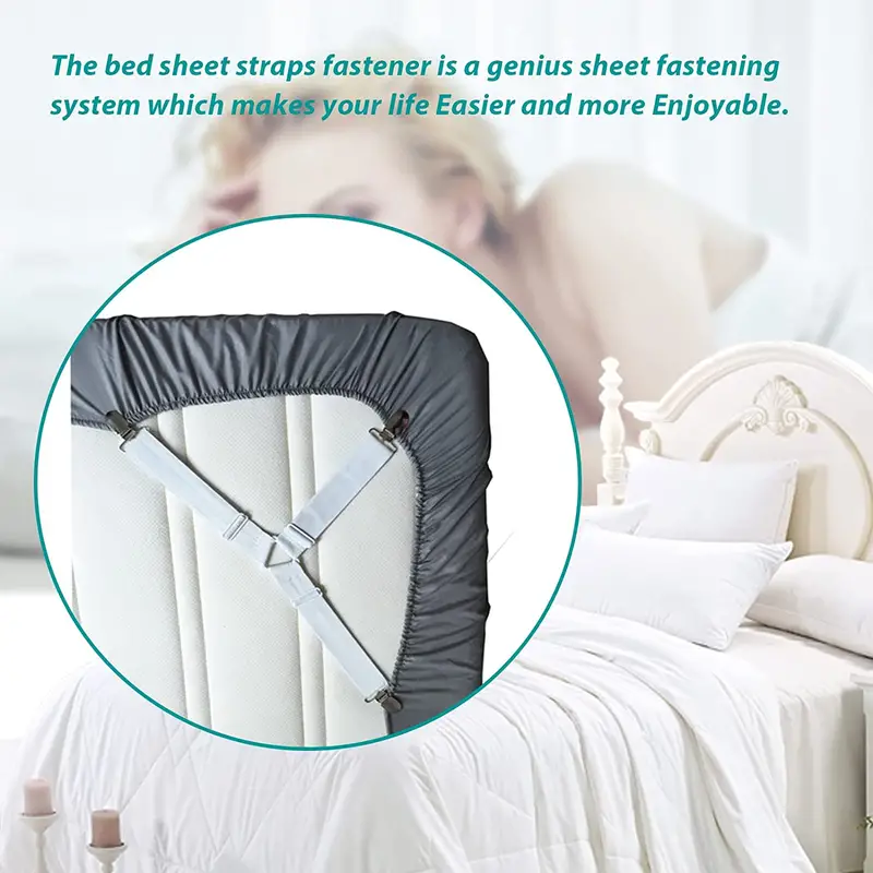 Universal Bed Sheet Straps, Elastic Sheet Straps With Clamps, Creates  Smooth & Secure Sleeping Experience, Bedding & Bedroom Accessories - Temu