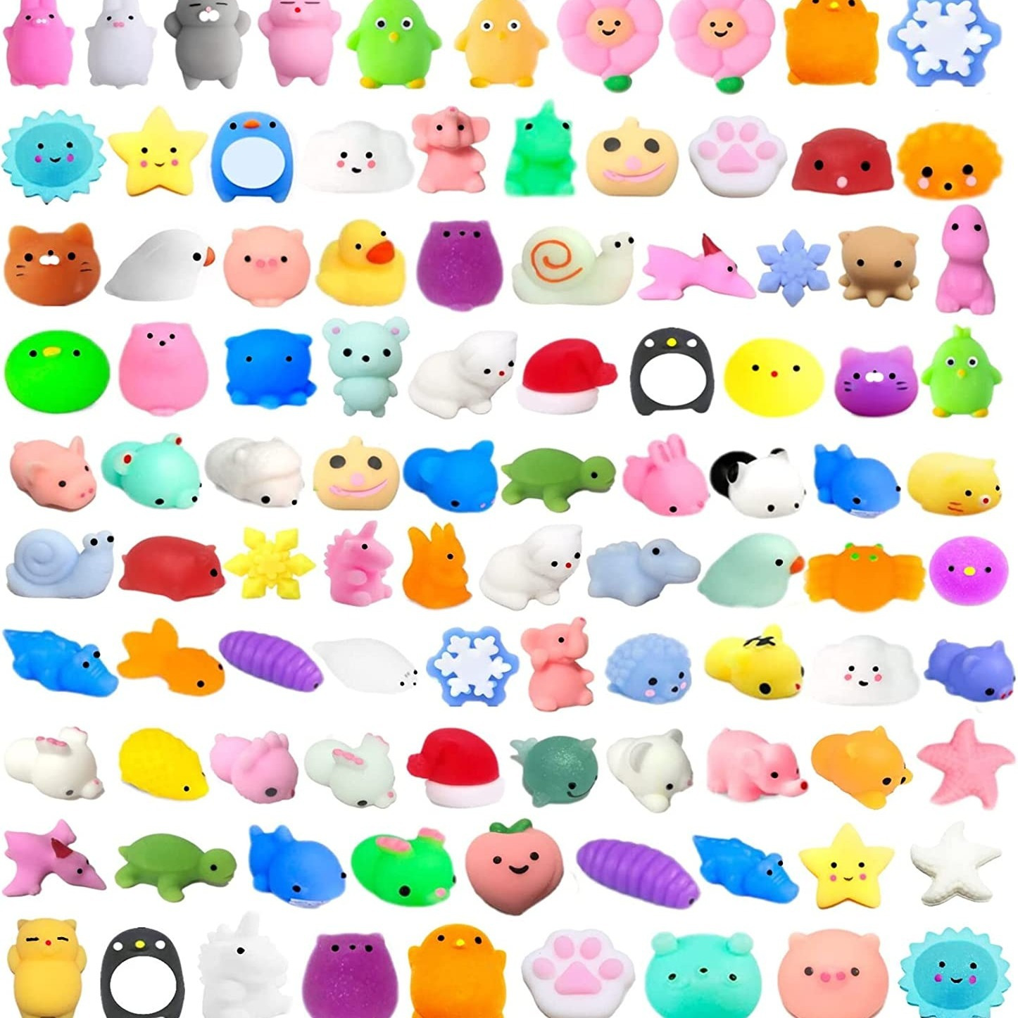 Cherislpy 100Pcs Kawaii Squishies,Mini Mochi Squishy Squeeze Toys Stress  Reliever Anxiety Packs for Kids Party Favors Goodie Bag Birthday