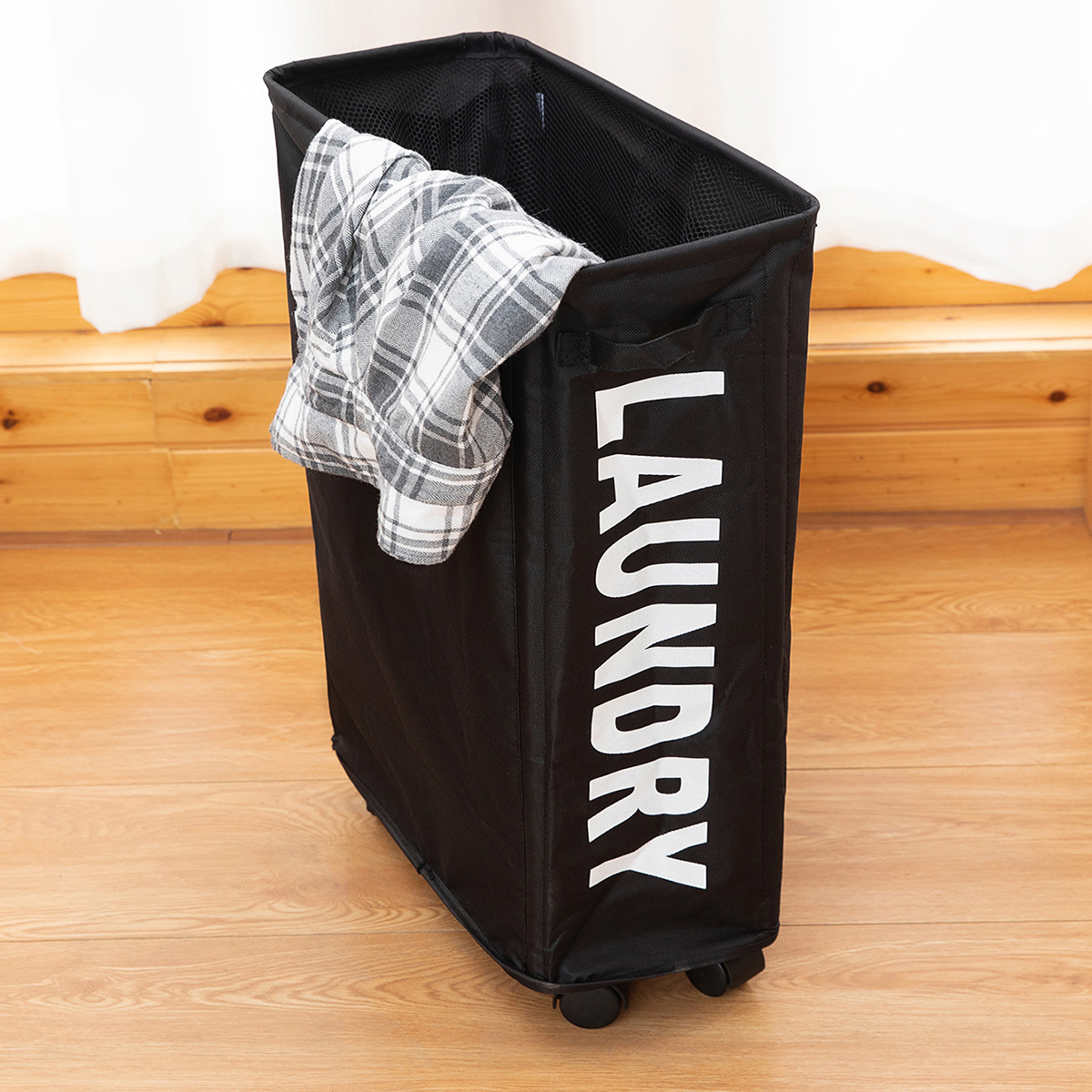 Lonbet - Cesta pequeña para ropa sucia con tapa - Organizador de cesta de  lavandería de bambú - Papelera de tela plegable ligera - Clasificación  fácil