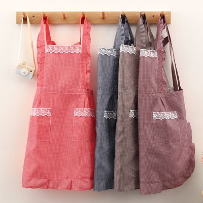 Stain Resistant Gingham Lace Panel Apron, Cooking & Baking Supplies