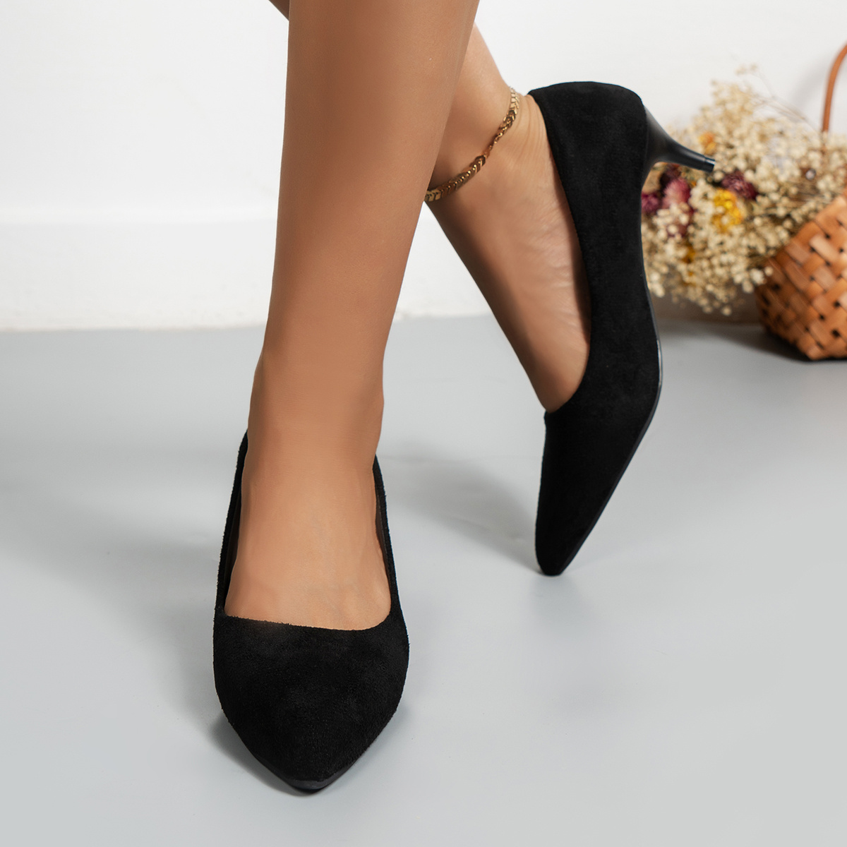 Women's Pointed Toe Kitten Heels Fashion Solid Soft Sole - Temu