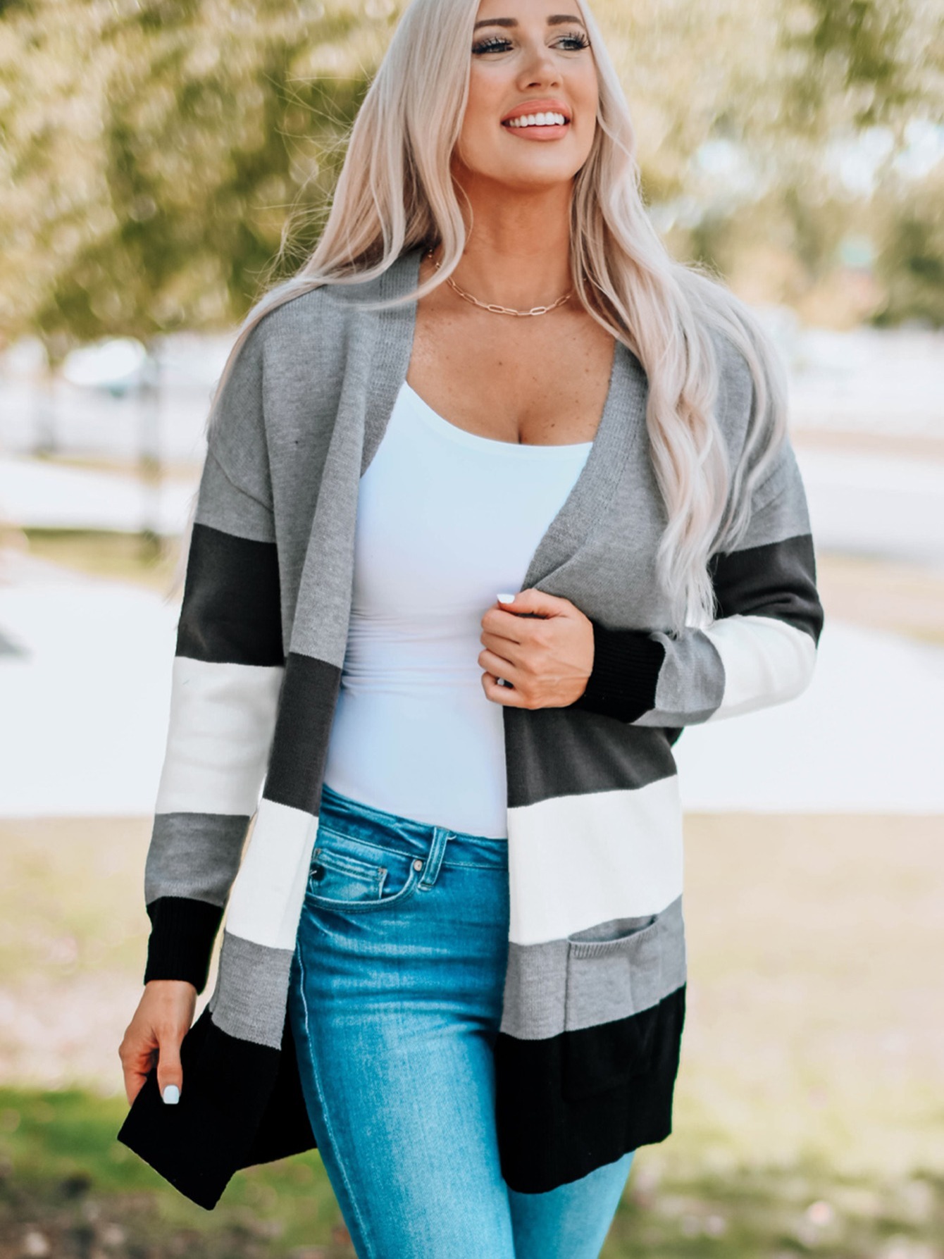 Womens colorblock outlet cardigan