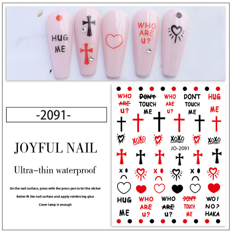 Valentines Nail Stickers Black Heart Nail Art Sticker Decal Solid Hollow  Heart