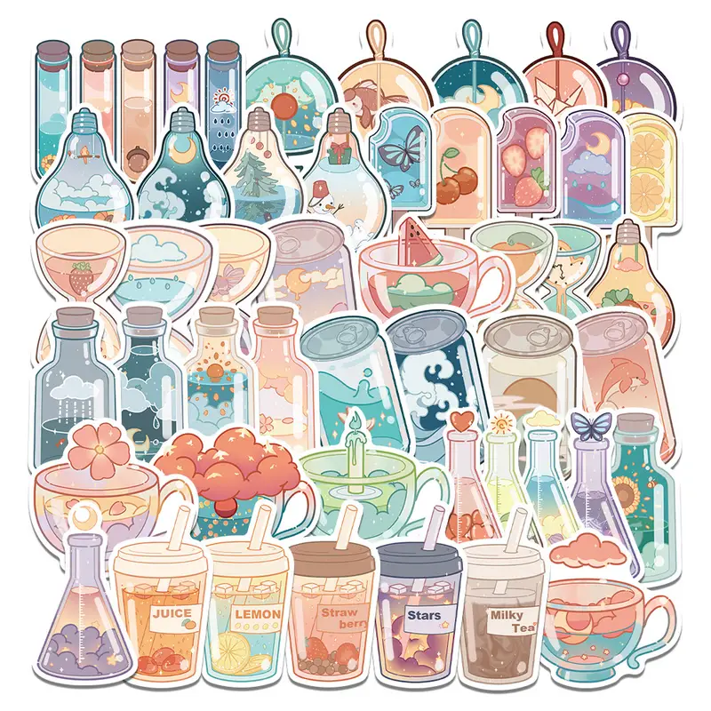 Aesthetic Anime Stickers Pack, Perfume Bottle Stickers For Water Bottle,  Laptop, Suitcase, Bicycle, Notebooks, Skateboard, Scrapbook, Waterproof  Kawaii Magic Potion Bottle Stickers - Temu