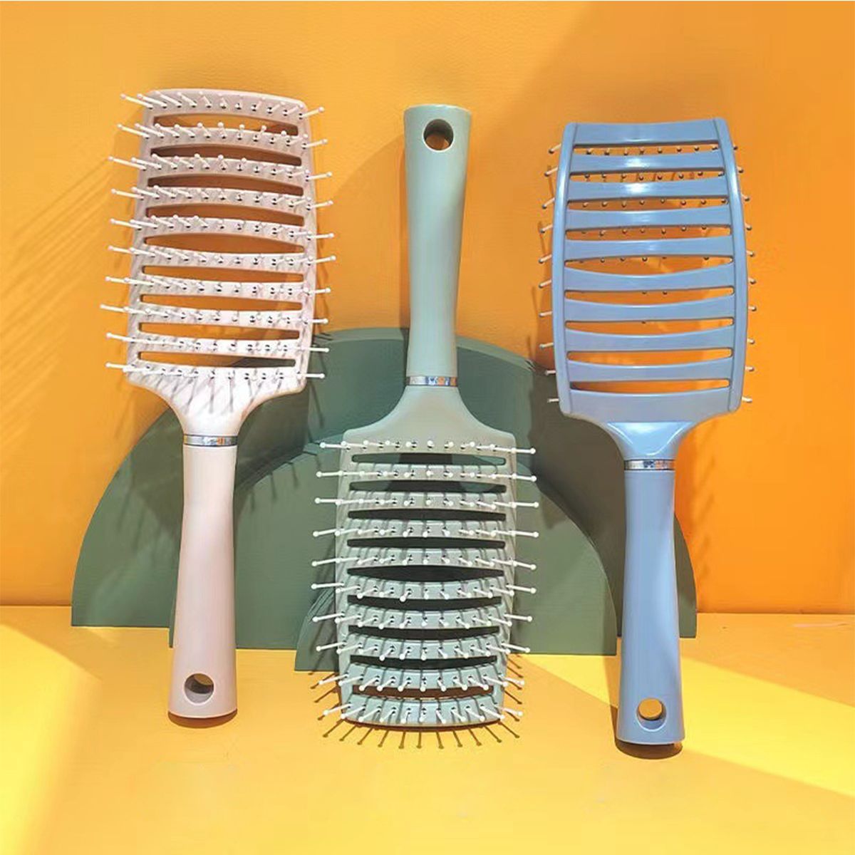 9 Row Anti Static Heat Resistant Brush Hair Brush Styling Tool Curved  Ergonomic Hair Brush For Men Women For Hair Salon For Home Travel - Beauty  & Personal Care - Temu