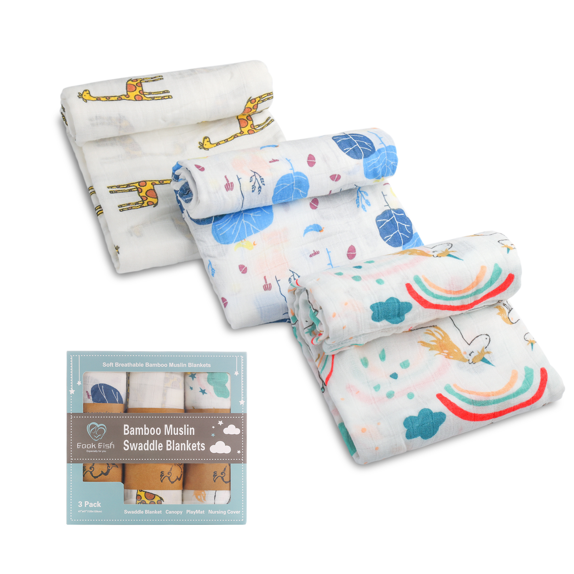  HGHG 4 Pack Bamboo Muslin Swaddle Blankets, Premium Receiving  Blanket