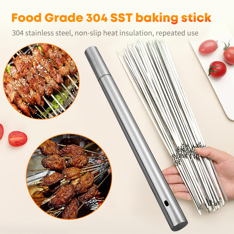 10/15Pcs Barbecue Must-haves Stainless Steel Barbecue Skewer Tube Reusable  Grill Sticks Utensil Kitchen Outdoor Camping BBQ Tool