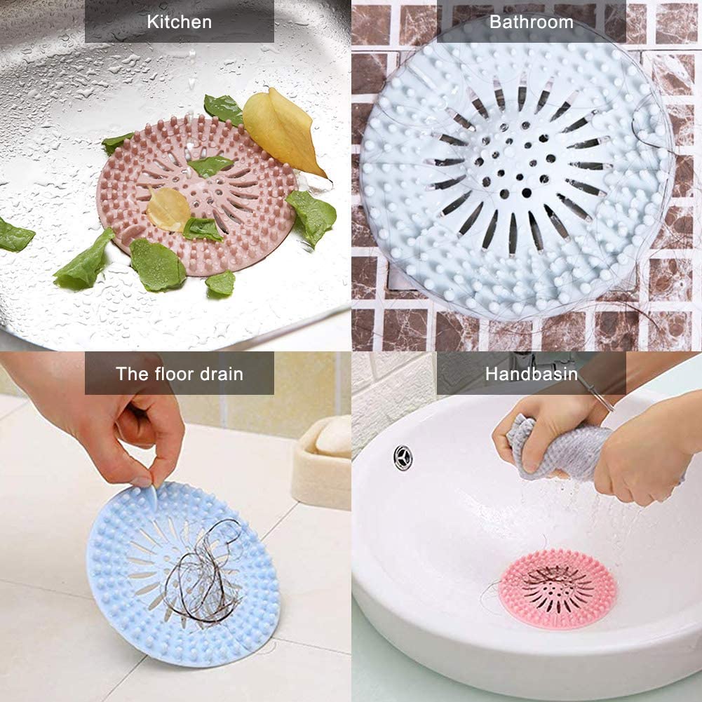 4Pcs Silicone Hair Catcher Shower Drain Kitchen Sink Bathroom