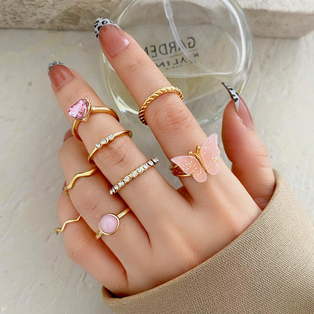 8 Simple Butterfly Geometric Rings - Temu