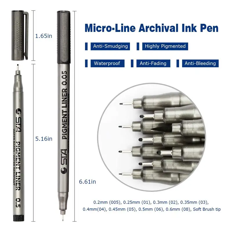 Fine Liners Brush Tip, Fine Liner Pens Black