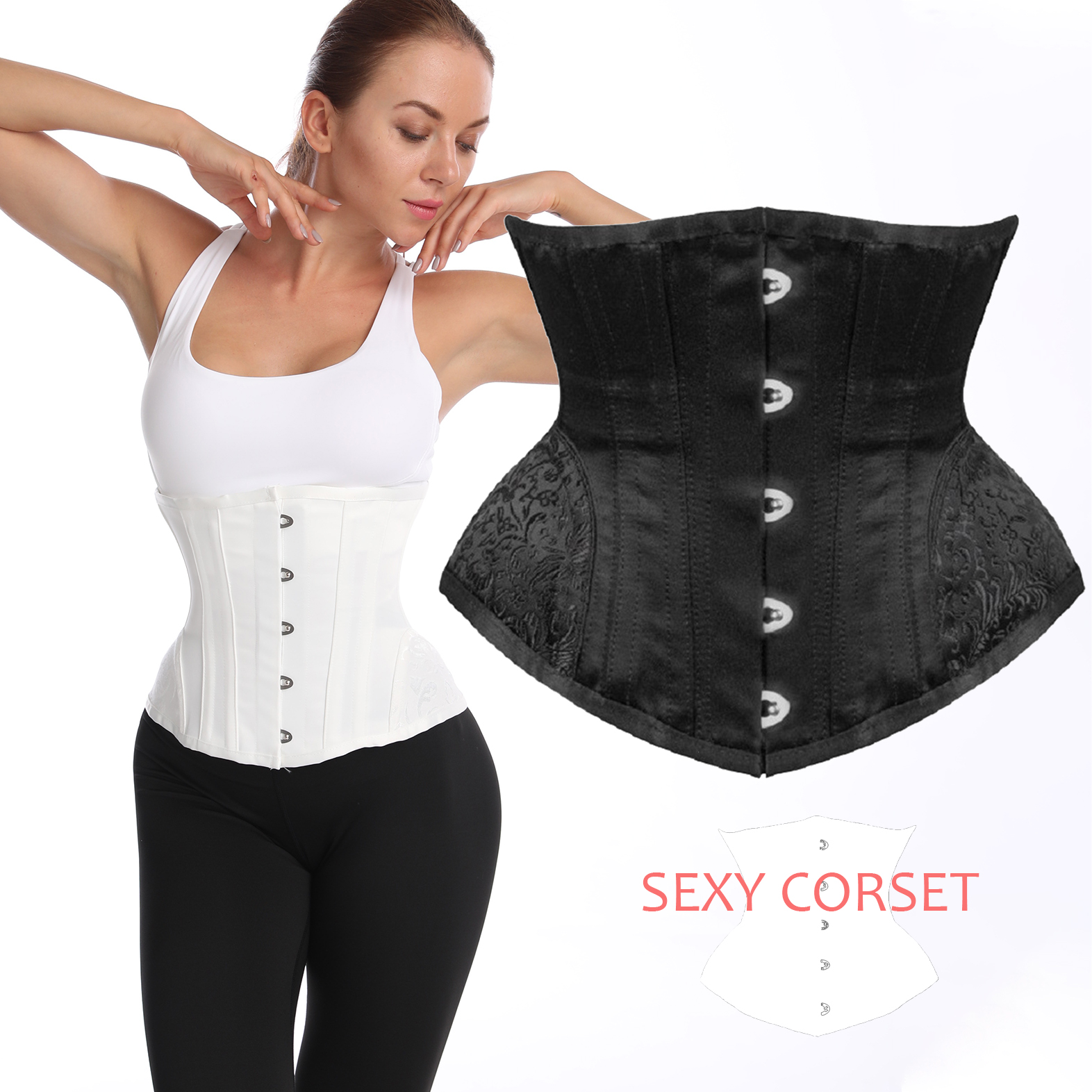 Women's Waist Trainer Gothic Underbust Corset And Waist Cincher Steampunk  Bustiers Top Workout Shape Body Sexy Lingerie Slimming Belt