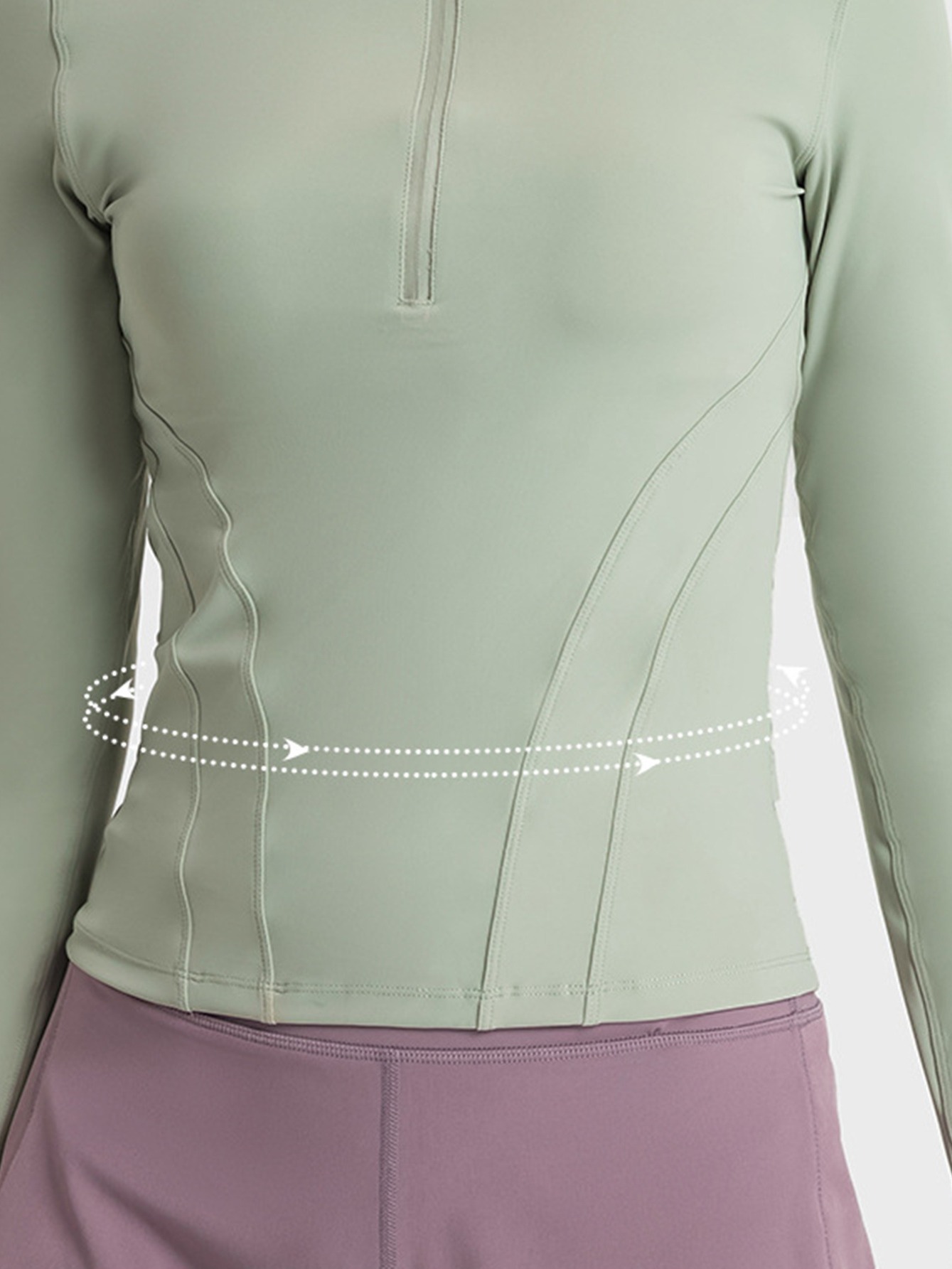 Women's Half Zip Stand Collar Tight Waist Double Sided Nylon - Temu