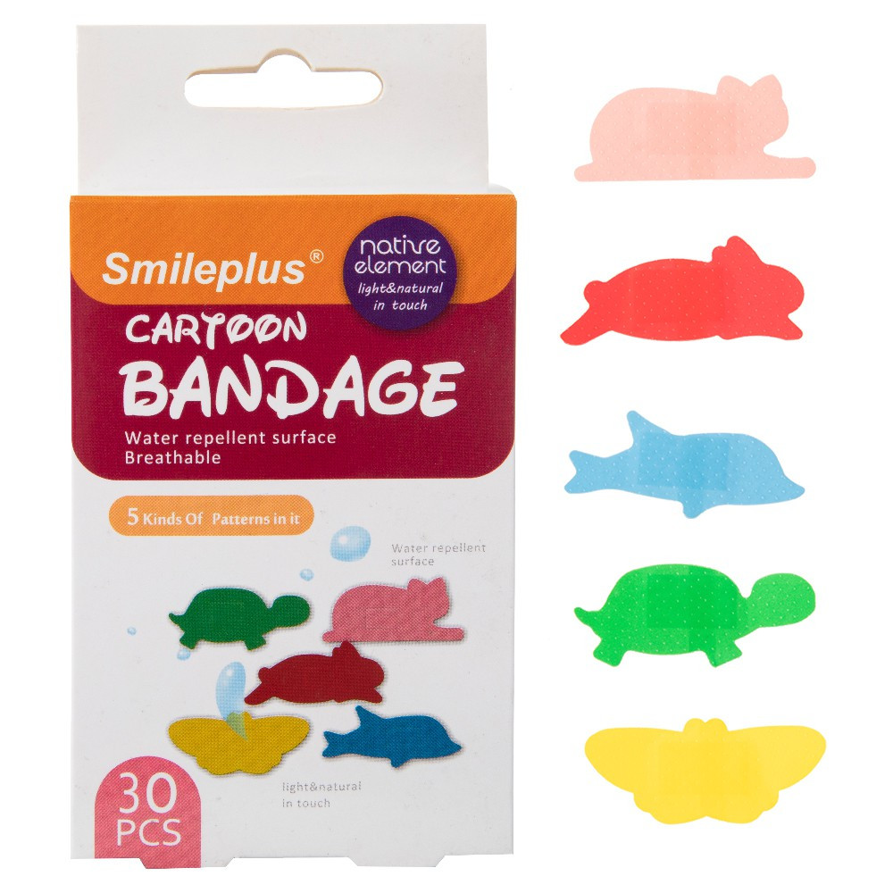 1set 30pcs Fun Animal-Shaped Bandages For First Aid And Protection - Cute Cartoon Design With Protective Patch