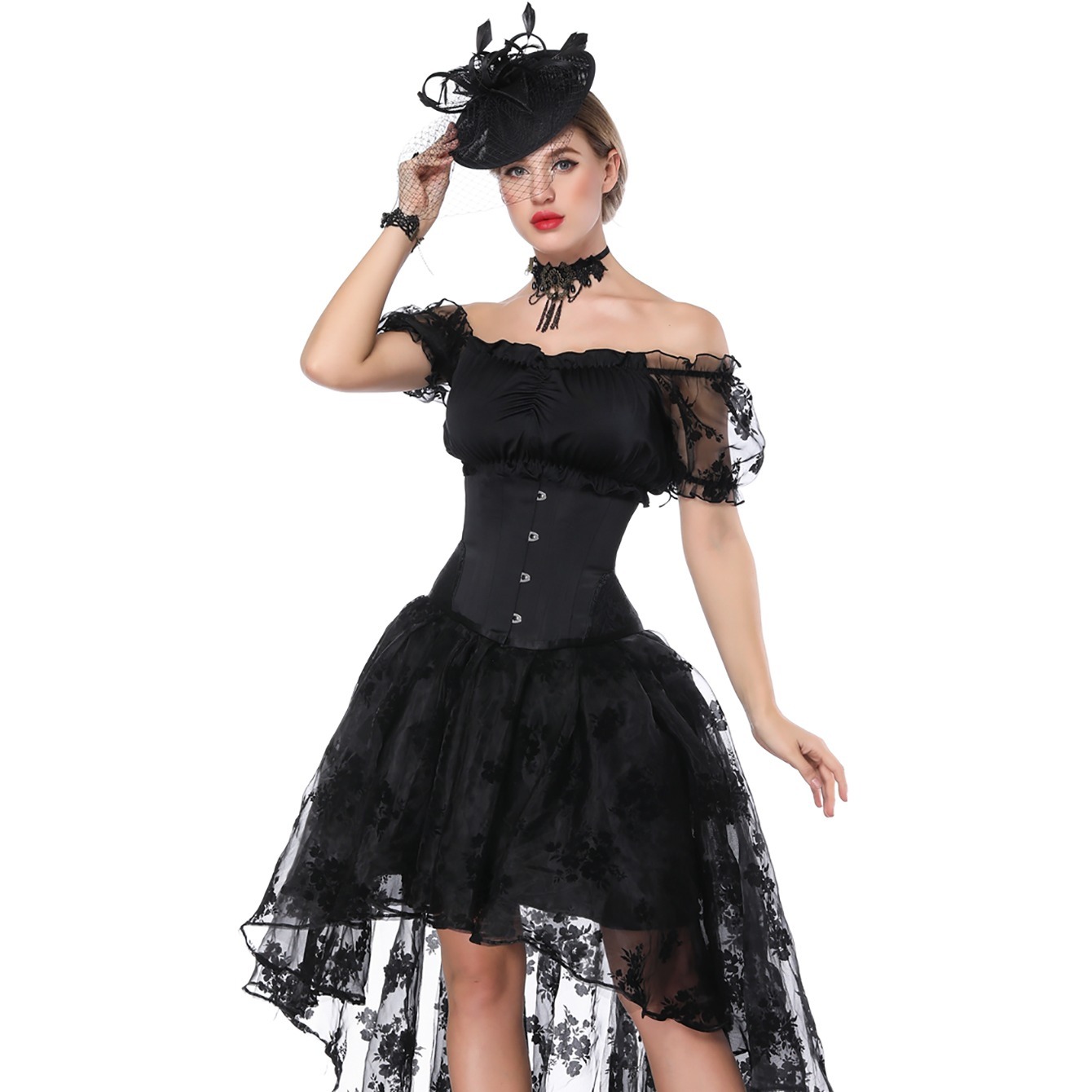 Black Leather Steampunk Waist Cincher Bustier Plus Size Underbust Corset  Costume : Clothing, Shoes & Jewelry 