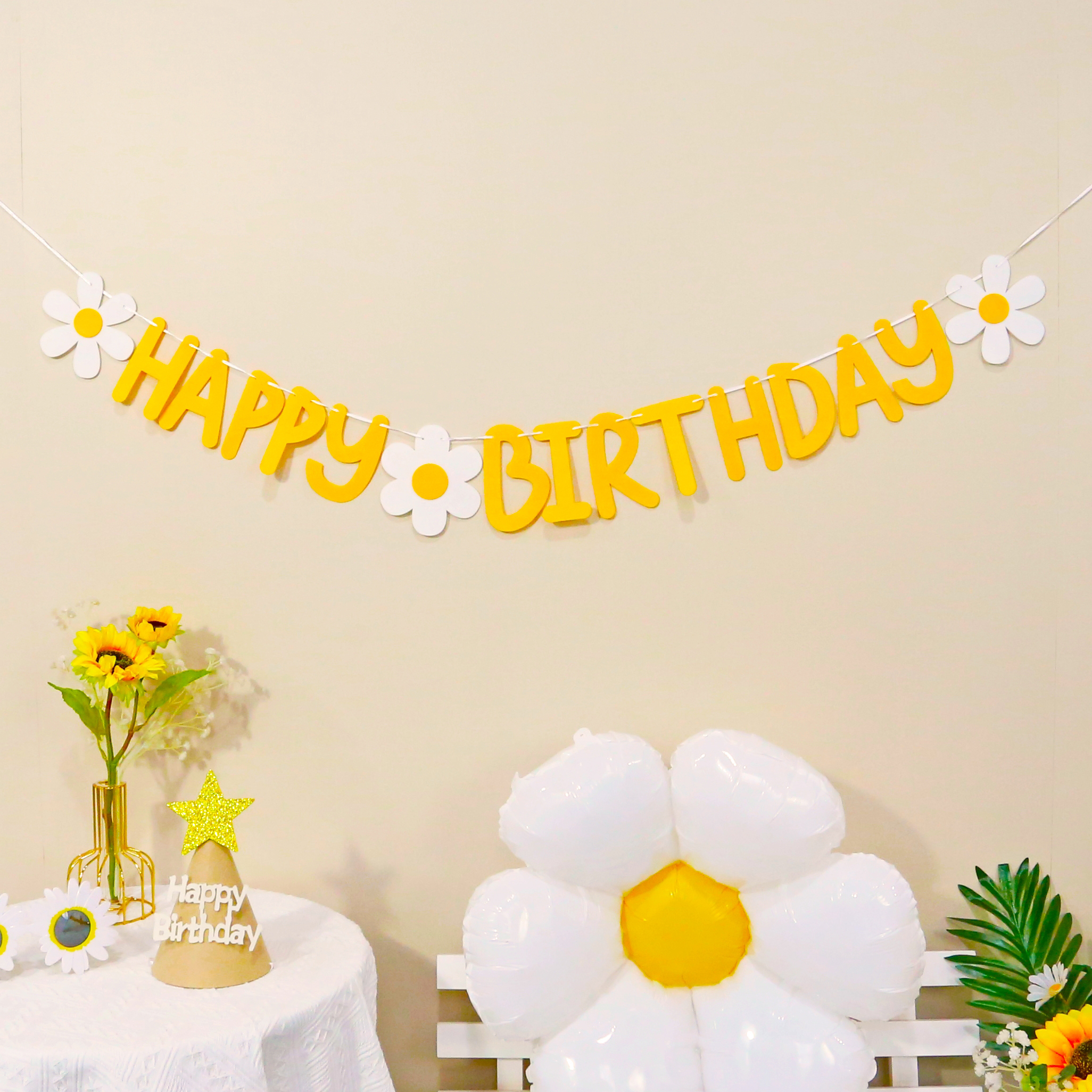 Holiday Supplies, Birthday Decoration, Daisy Birthday Pull Flower Felt ...