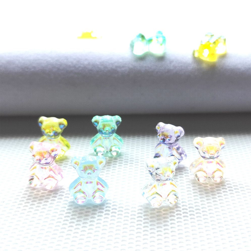 30pcs Resin Cute Bear Nail Art Charms,3D Colorful Mini Bear Nail Art  Rhinestones For DIY Nail Art Decoration