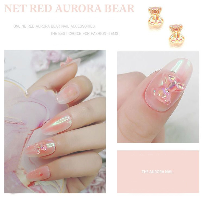 Cute 3d Bear-shaped Nail Decals - Aurora Bear Nail Jewelry