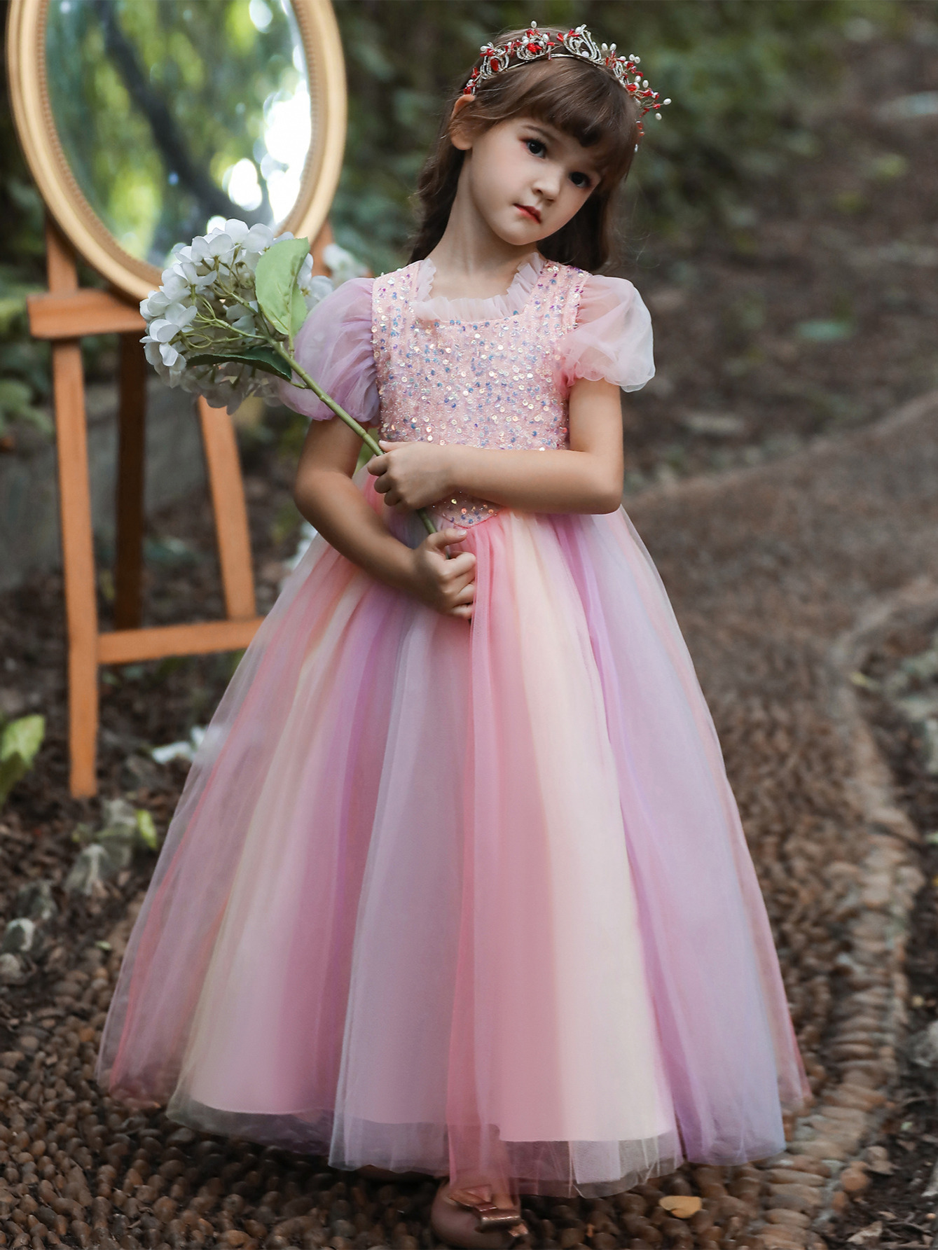 2022 Autumn Winter New Children's Sequined Dresses Long Mopping ...