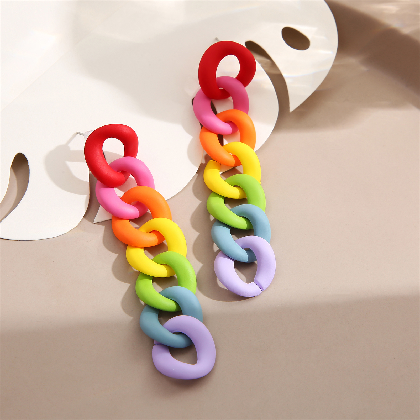 2 Rainbow Chain Earrings - Temu