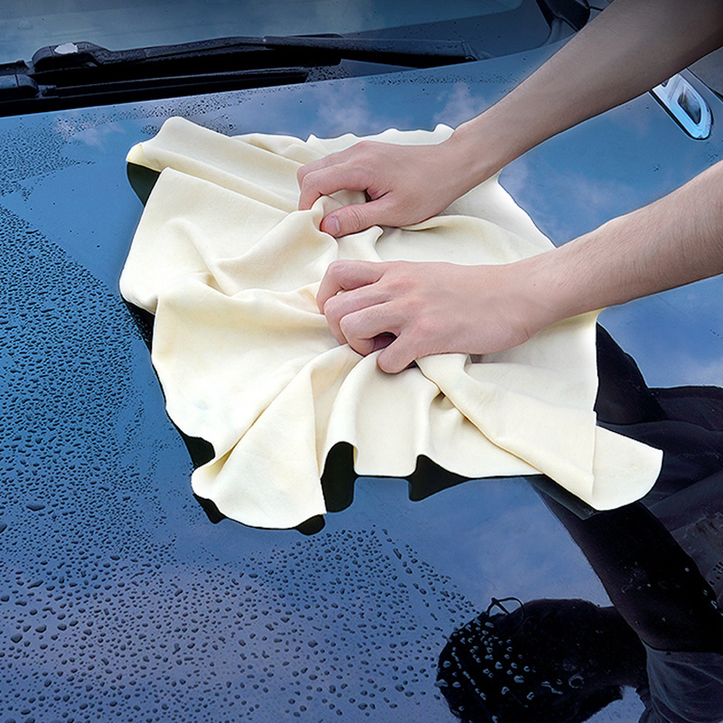 2 Pcs 30cm X 30cm Real Leather Chamois Cloth Set For Car Drying & Cleaning