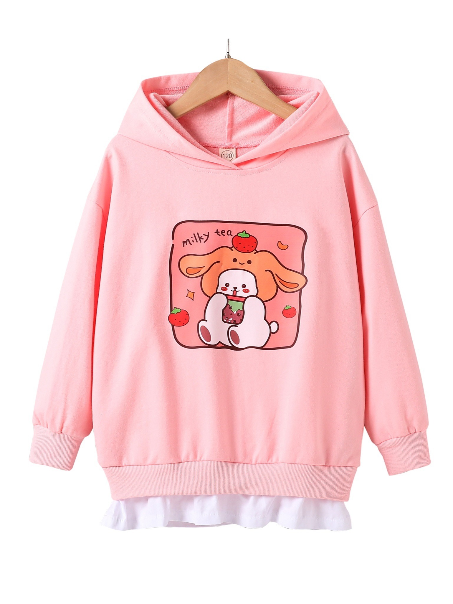 Kawaii Strawberry Hoodie Women Girls Cute Pink Sweatshirt Japanese Style  Long Sleeve Causal Top Pullover Fall Autumn