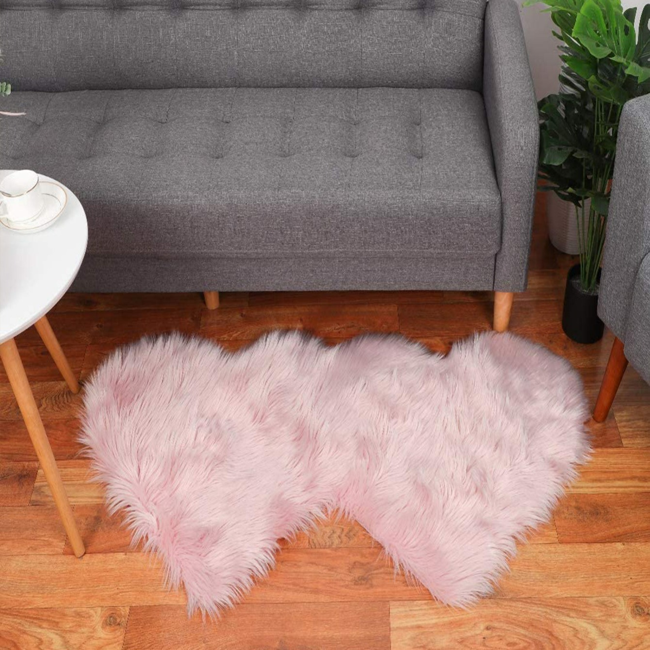 1pc Pink Double Heart Rug Home Decor Bedroom Living Room Sofa Floor Mat