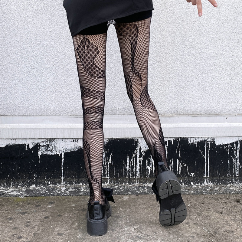 Women's Gothic Fishnet Hallow Out Snake Pattern Tights Stockings
