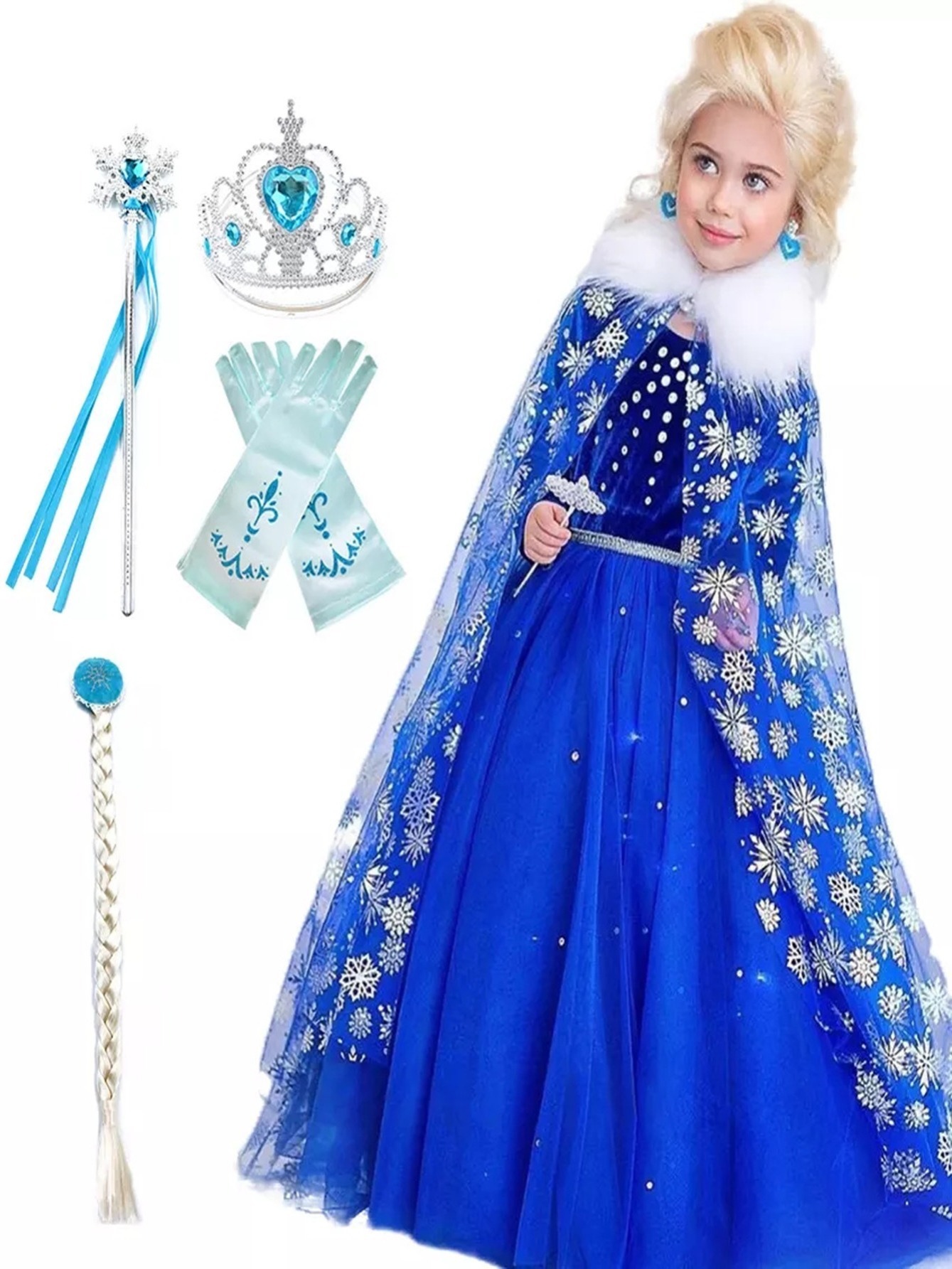 Niumowang Accessori per Costume da Principessa, Accessori Principessa, Set  Gioielli Bambina, con corona, orecchini, spilla e guanti, per la
