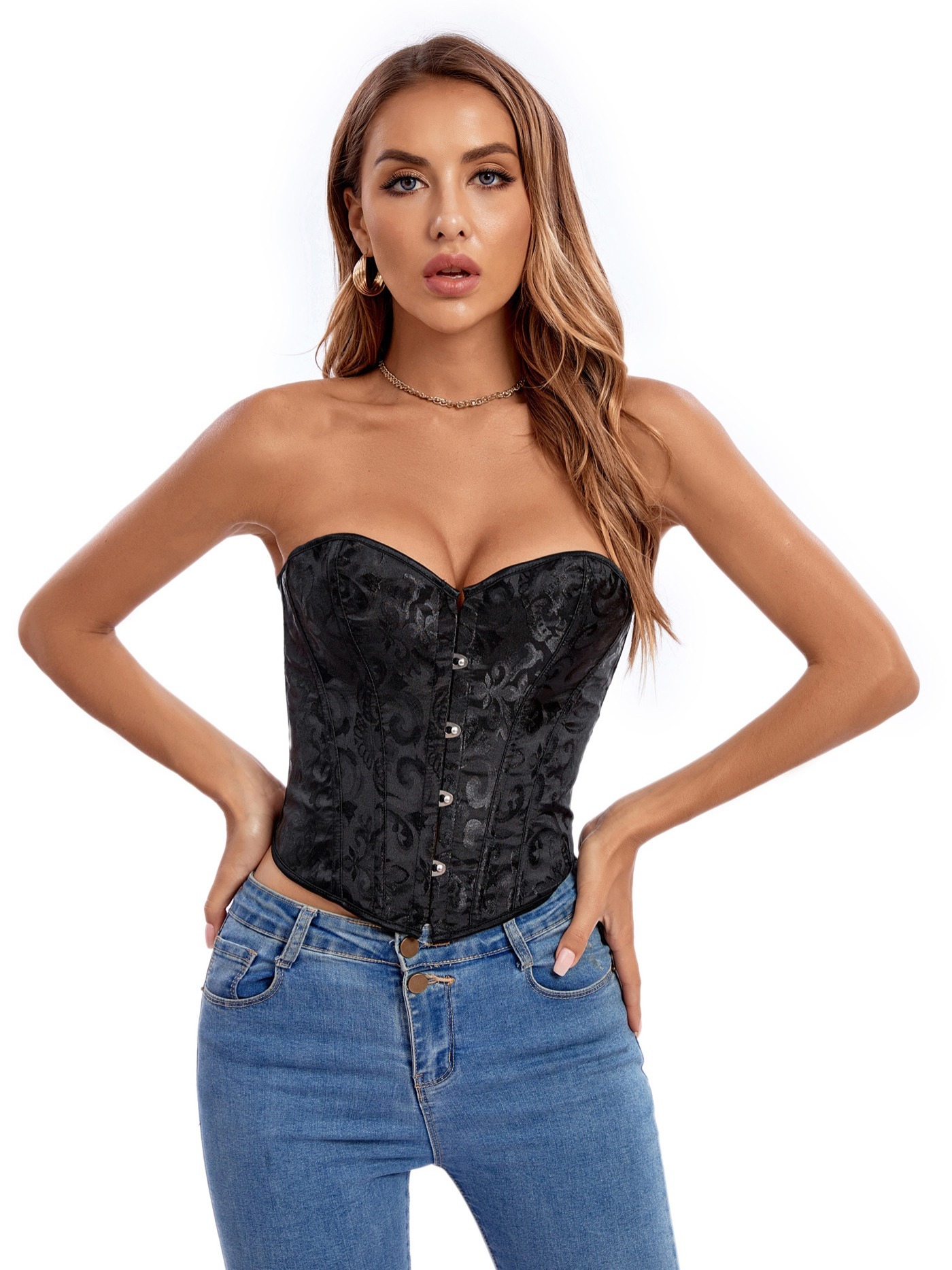 Lace Up Corset Tube Top, Stylish Bustier Bodice Strapless Carnival Costume,  Women's Clothing