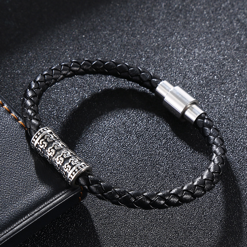 Magnetic leather bracelet STAINLESS STEEL