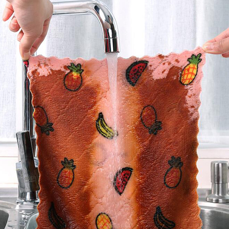 Coral Fleece Dishcloth Kitchen Towel Kitchen Cleaning Cloth - Temu Italy