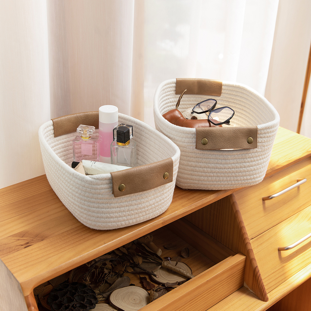 

Cotton Rope Laundry Basket, Handmade Look, Woven Rope Storage Basket