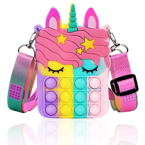 Girl And Women's Unicorn Pop Purse Pop Bag With Unicorn Pop Toy, Shoulder Bag Fidget Toys Pop Fidget Backpack