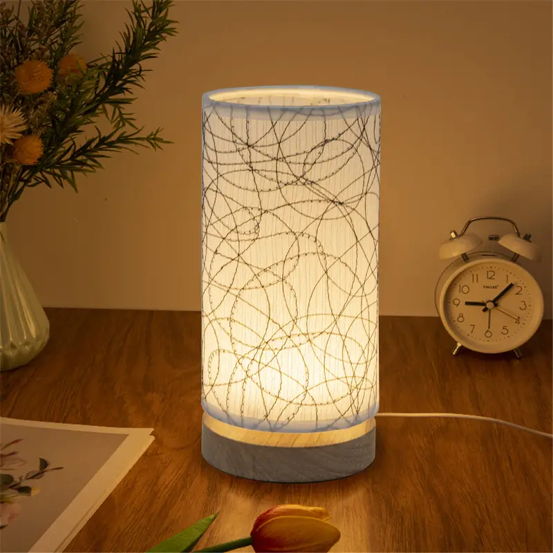1pc nordic solid wood table lamp modern creative table lamp bedside lamp simple fabric lamp for study details 6