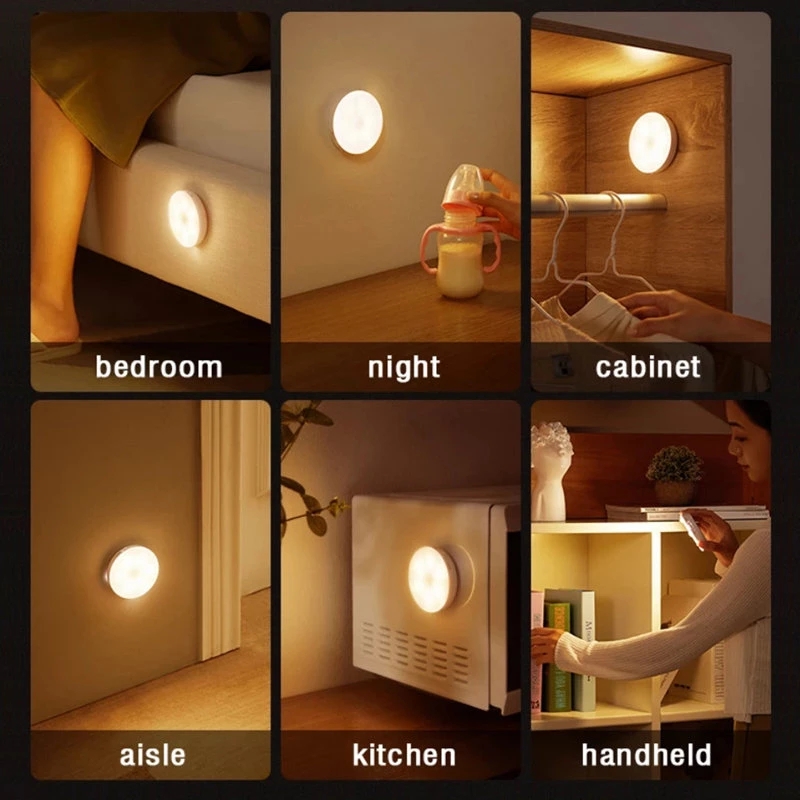 1 unidad de 8 luces Led para armario con interruptor, luz nocturna con  Sensor de movimiento, luz decorativa inteligente para cocina, dormitorio