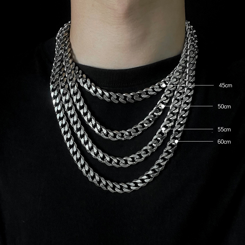 Men's Titanium Steel Cuban Chain Necklace, Hip Hop Style