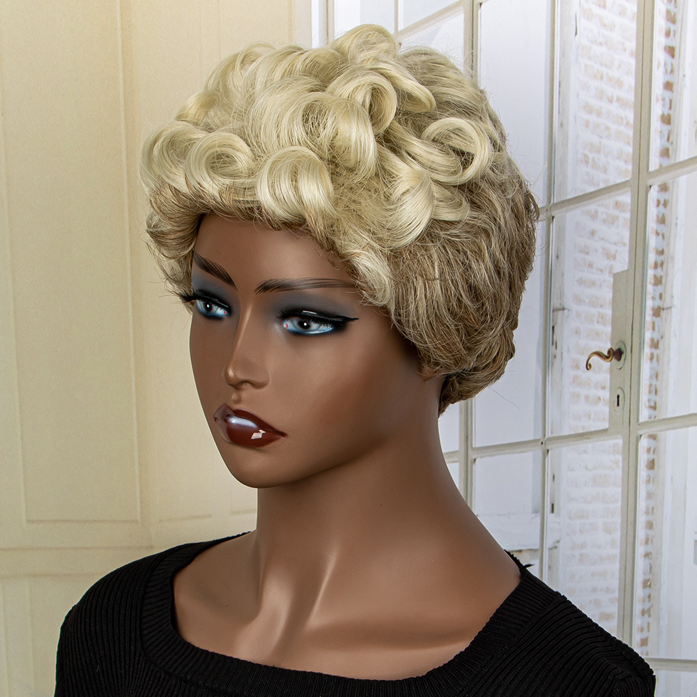 Short Curly Blonde Wigs White Women Heat Resistant Fiber Temu